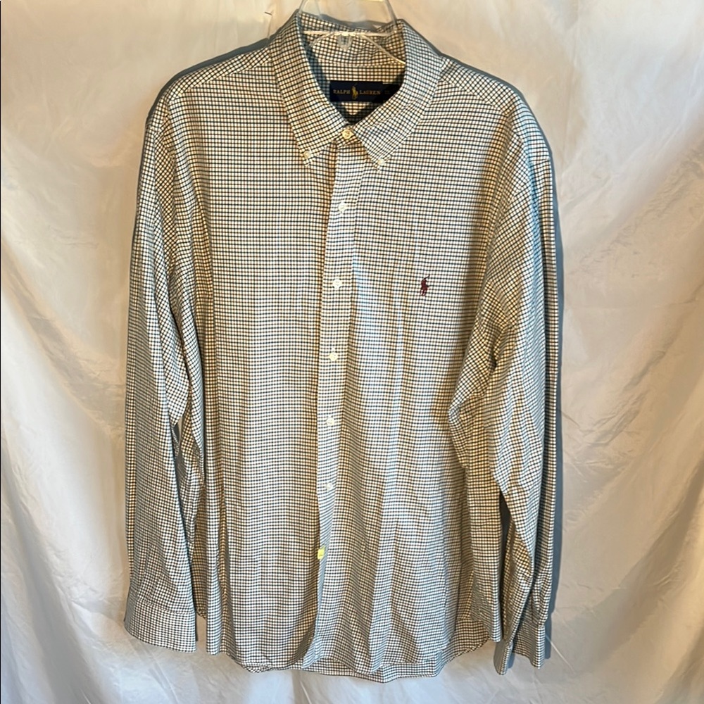 Polo by Ralph Lauren Men's Checkered Shirt - White and Maroon/Dark Green